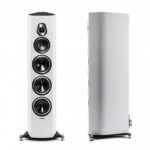 Golvhögtalare Sonus Faber Sonetto VIII. Vit färg med svart membran.