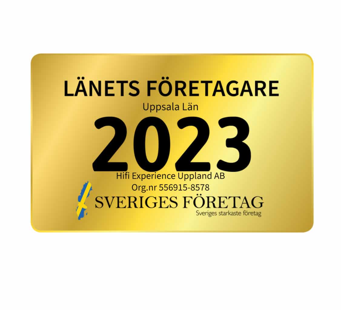 Länets företagare 2023 Uppsala Län.
Hifi Experience Uppland AB. Sveriges företag.