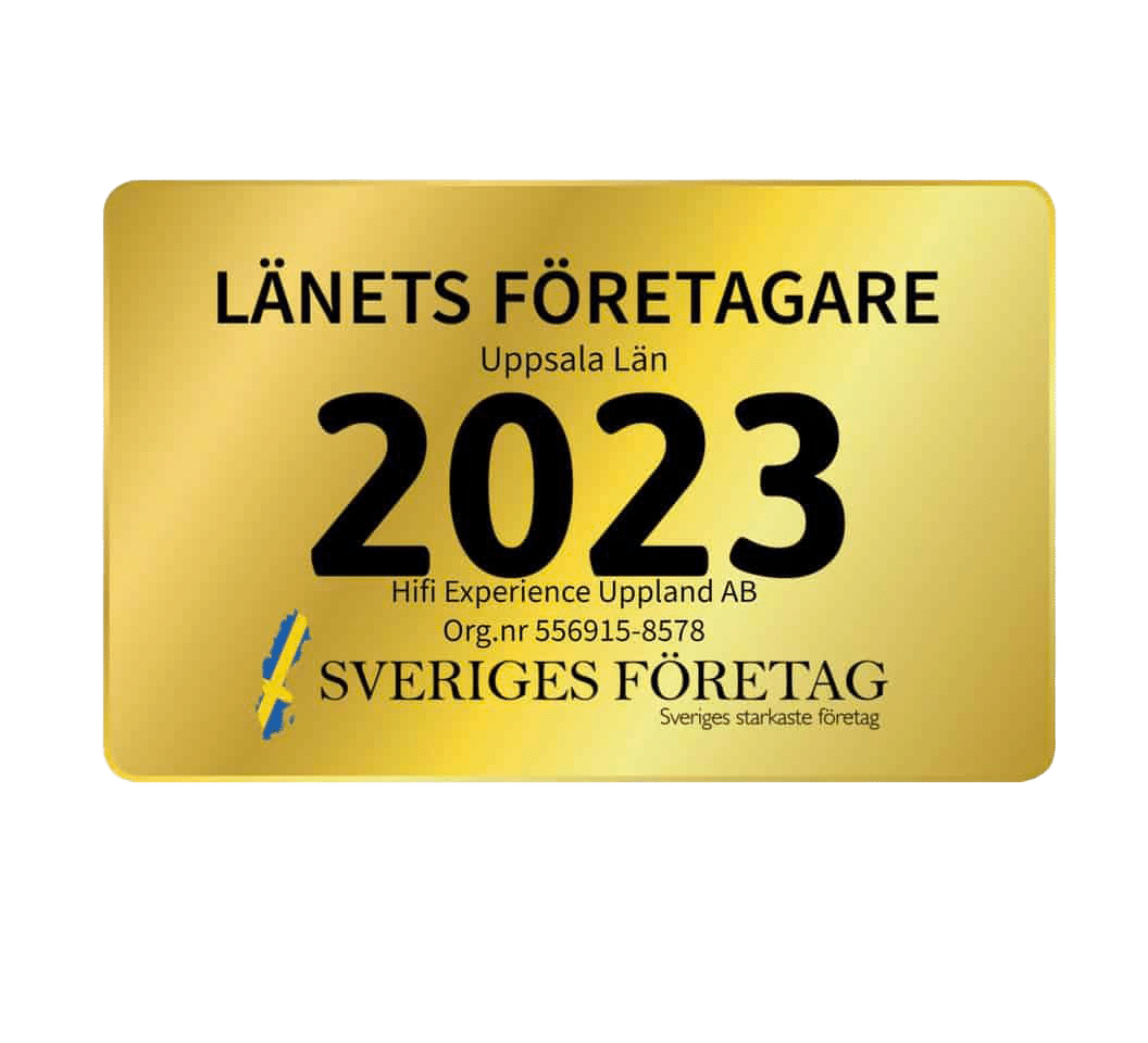 Länets företagare Uppsala Län 2023. HiFi Experience Uppland AB Sveriges Företag, Sveriges starkaste företag.