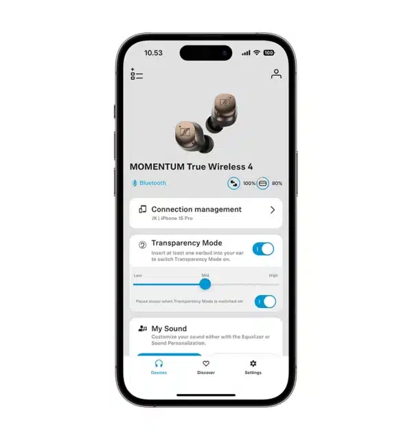 Trådlösa hörlurar in-ear Sennheiser Momentum True Wireless 4 med app